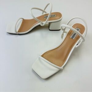 Steve Madden white square toe sandal Womens size 9 block heel wedding summer